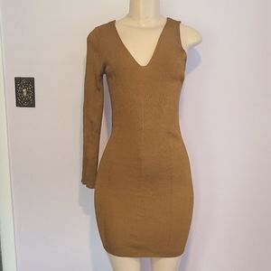 ZARA BANDAGE KNIT CUT-OUT ONE SHOULDER DRESS
